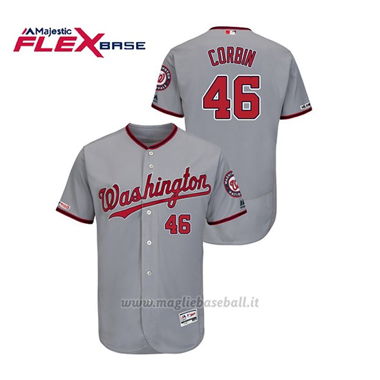 Maglia Baseball Uomo Washington Nationals Patrick Corbin 150th Aniversario Patch Autentico Flex Base Grigio